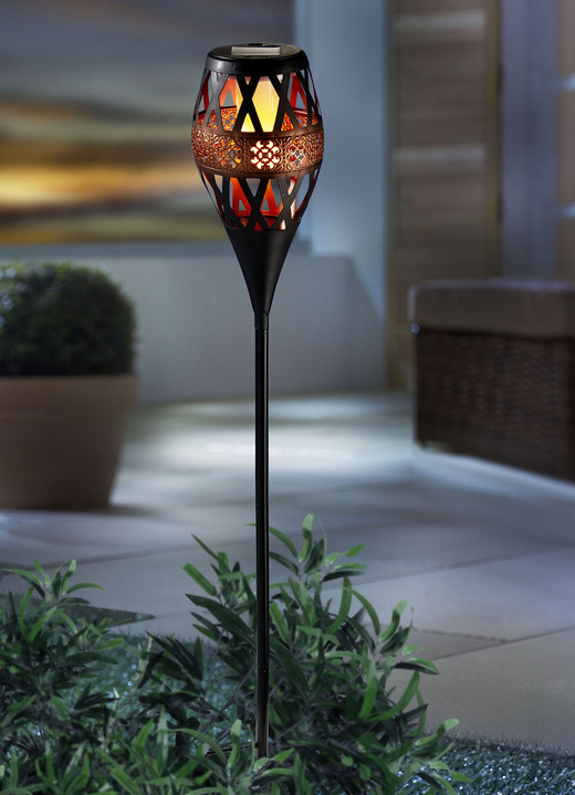 Licht im Garten - Elegante LED-Fackel aus Metall, in Farbe SCHWARZ