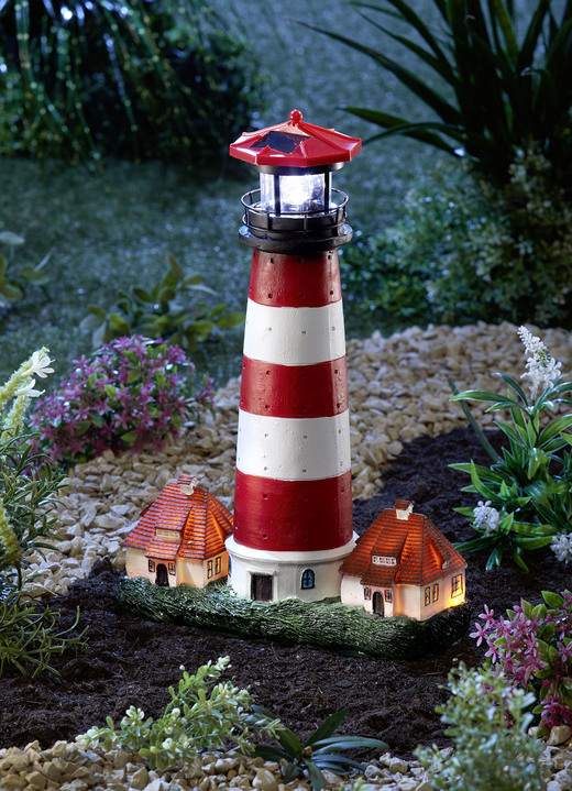 Gartenbeleuchtung - Solar-Leuchtturm Westerhever, in Farbe ROT-WEISS Ansicht 1