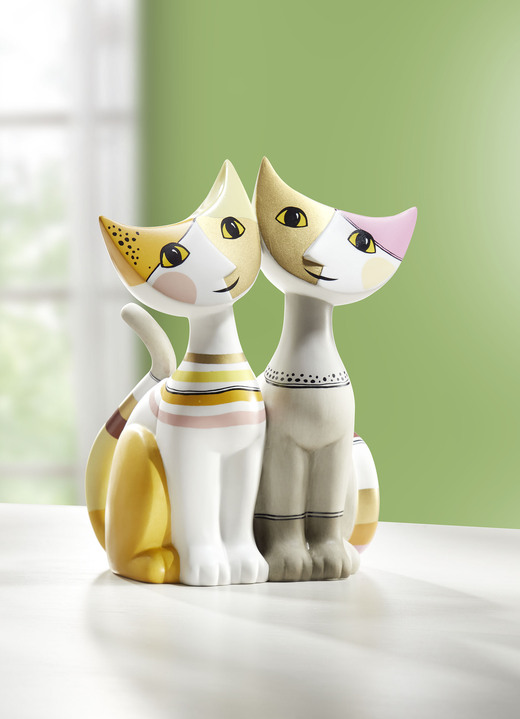 - Entzückendes Katzenpaar von Hand gefertigt, in Farbe BUNT