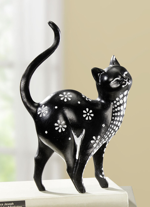 - Katzen mit Punkten und Blumenmuster, in Farbe SCHWARZ-WEISS, in Ausführung Katze Bella Ansicht 1