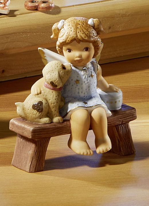 - Lebkuchenbäckerei Szene aus Porzellan, in Farbe BLAU, in Ausführung Engel mit Hund Ansicht 1