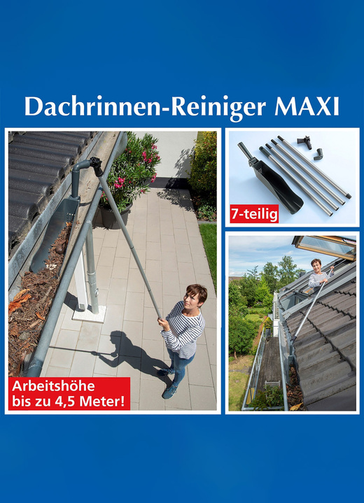 Gartengeräte und Zubehör - Dachrinnen-Reiniger Maxi für bis zu 4,5 m Arbeitshöhe, in Farbe GRAU-SCHWARZ Ansicht 1