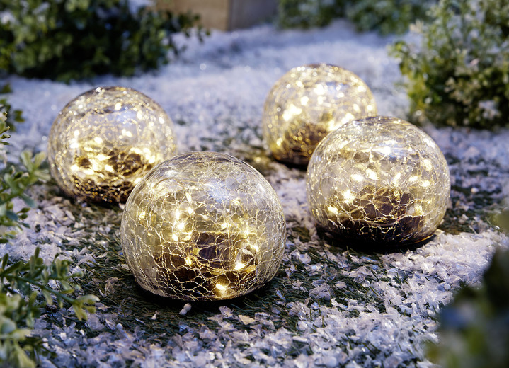 Winterlicher Garten - Solar-LED-Kugeln, 4er-Set, in Farbe GOLD