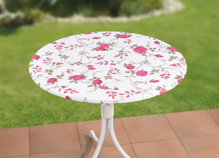 Gartentischdecken - Spann-Tischdecke, in Farbe WEISS-ROSÉ Ansicht 1