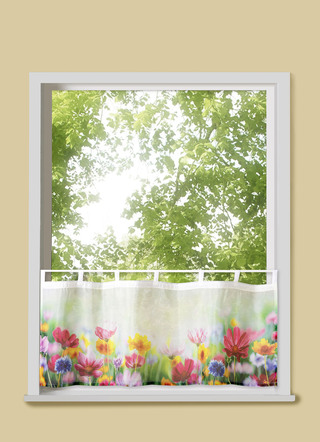 Kurzstore Blumenwiese aus digitalbedrucktem Voile