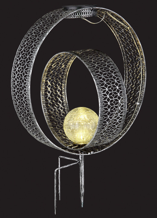 Garten - Solarleuchte aus Metall in Rostoptik mit Glaskugel, in Farbe SILBER