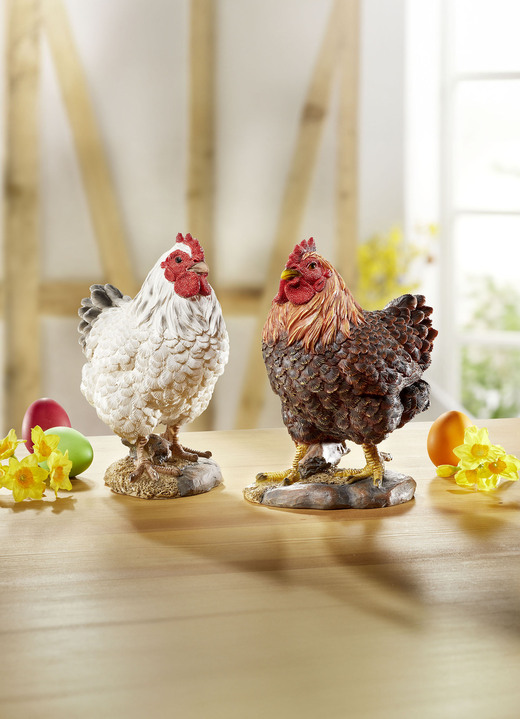 Gartendekoration - Huhn aus Polyresin, in Farbe WEISS Ansicht 1
