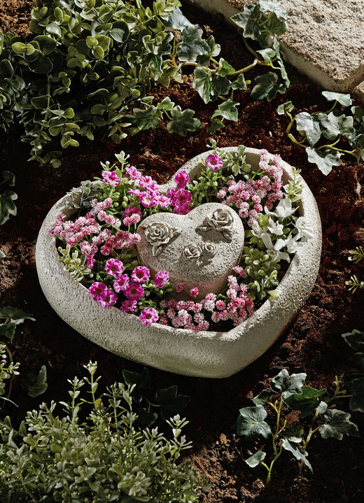 Blumentöpfe & Pflanzgefäße - Pflanzschale Herz, 2-teilig, in Farbe STEINGRAU Ansicht 1