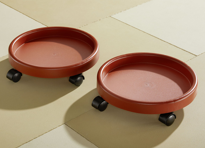 - Pflanzenroller, 2er-Set, auf stabilen Rollen, in Farbe TERRAKOTTA
