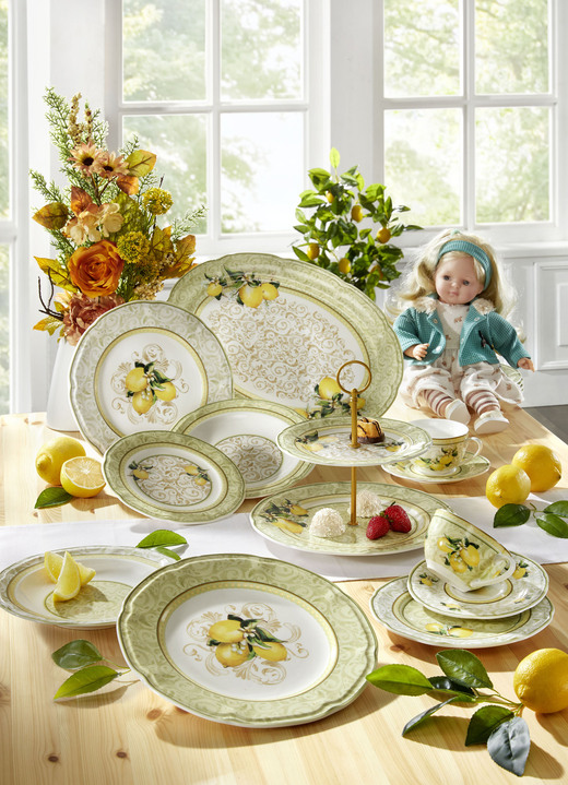 Geschirr - Hochwertige Fine-Bone-China-Porzellan-Serie, in Farbe WEISS-GELB, in Ausführung Servierplatte Ansicht 1