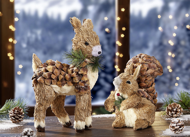 Weihnachten - Waldtiere aus Bast und Naturzapfen , in Farbe NATUR, in Ausführung Reh Ansicht 1