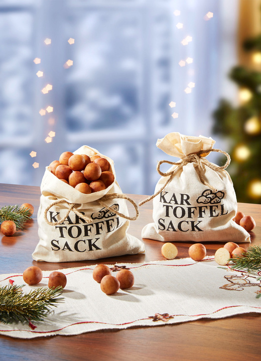 Weihnachtsleckereien - Marzipan-Kartoffeln mit Kartoffel-Sack, in Farbe BEIGE