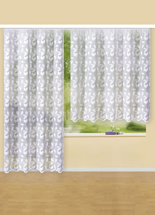 Klassisch - Fensterdekoration, in Größe 136 (Blumenfenster-Store, H120xB250 cm) bis 294 (Langstore, H245xB500 cm), in Farbe WEISS Ansicht 1