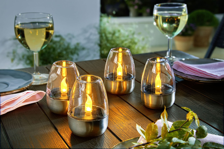 Gartenbeleuchtung - Solar-Windlichter, 4er-Set, in Farbe SILBER-TRANSPARENT Ansicht 1
