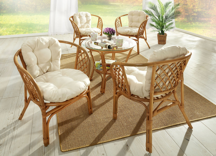 Stühle & Sitzbänke - Handgeflochtene Rattanmöbel, in Farbe HONIG-CREME, in Ausführung Rattansessel, 2er-Set Ansicht 1