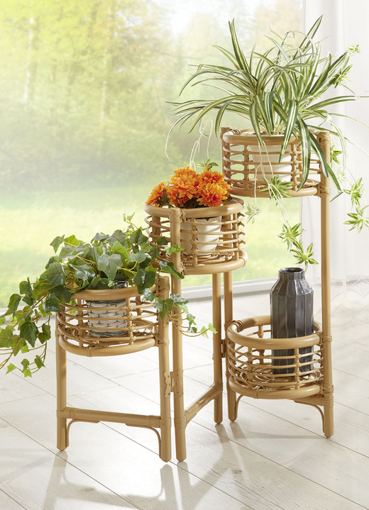 Kleinmöbel - Blumenständer aus Rattangeflecht, in Farbe BEIGE Ansicht 1