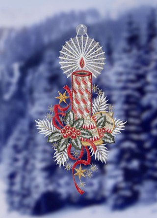 Fensterbild mit Weihnachtsgesteck-Motiv