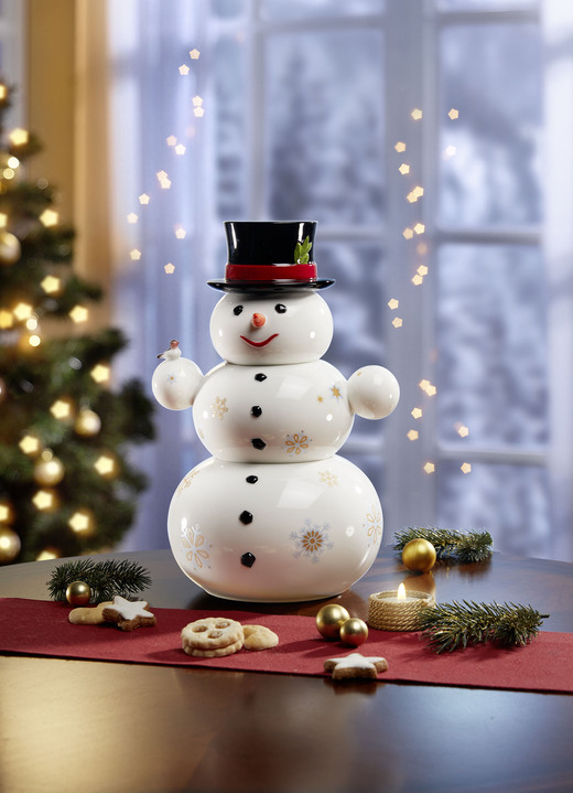 Villeroy & Boch - Gebäckdose Schneemann von Villeroy & Boch, in Farbe WEISS-ROT-SCHWARZ Ansicht 1