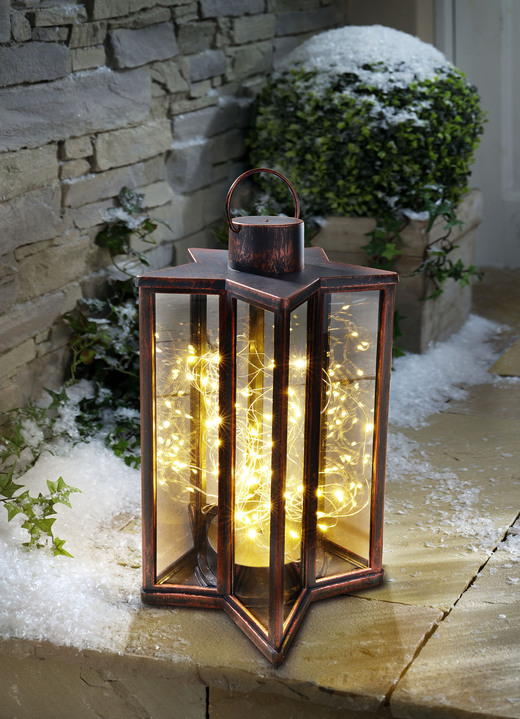 Weihnachten - LED-Laterne Stern zum Hängen oder Stellen, in Farbe KUPFER Ansicht 1