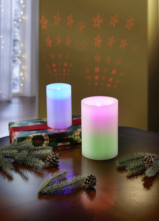 Weihnachten - LED-Kerze mit Projektion, in Farbe BUNT, in Ausführung LED-Kerze, groß