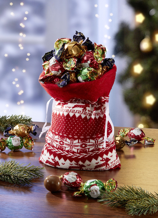 - Gefüllter Weihnachts-Strick-Sack, in Farbe ROT-WEISS