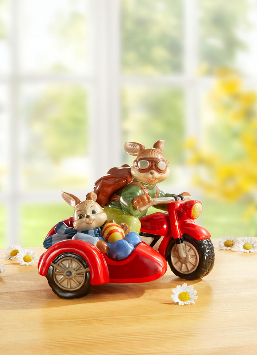 - Hasenpaar auf Motorrad, in Farbe BUNT