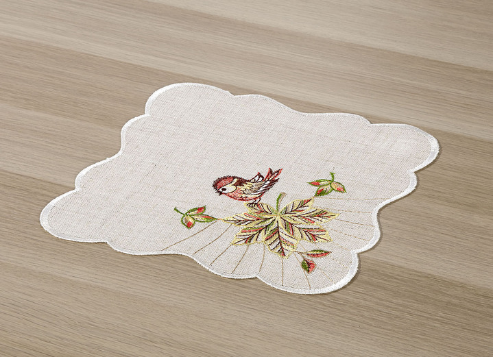 Tischdecken - Hochwertige Tisch- und Raumdekoration in Leinenoptik, in Größe 125 (Deckchen, 26x26 cm) bis 404 (Kissenbezug, 40x40 cm), in Farbe NATUR-BUNT Ansicht 1