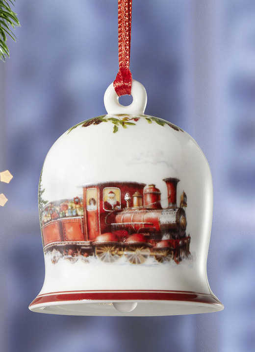 Christbaumschmuck - Jahresbaumschmuck 2025, in Farbe WEISS-ROT, in Ausführung Jahresglocke 2025 Ansicht 1