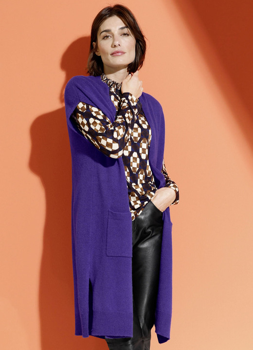 Pullover & Strickmode - Long-Strickweste aus Kaschmir, in Größe 038 bis 052, in Farbe ROYALBLAU Ansicht 1