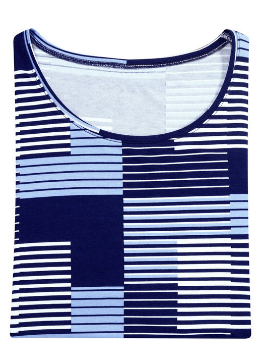 Kurzarm - Shirt mit Rundhalsausschnitt in 3 Farben Kurzarm - Shirt mit Rundhalsausschnitt in 3 Farben, in Größe 036 bis 052, in Farbe MARINE-BLEU-WEISS