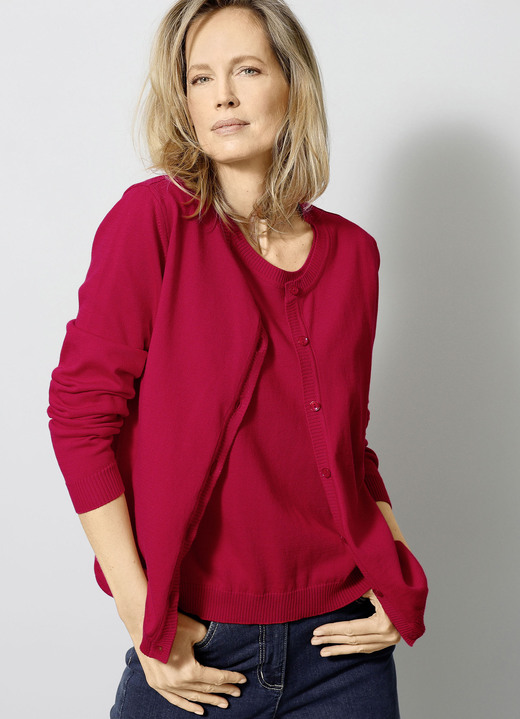 Basics - Strickjacke aus reiner Baumwolle, in Größe 038 bis 052, in Farbe ROT Ansicht 1