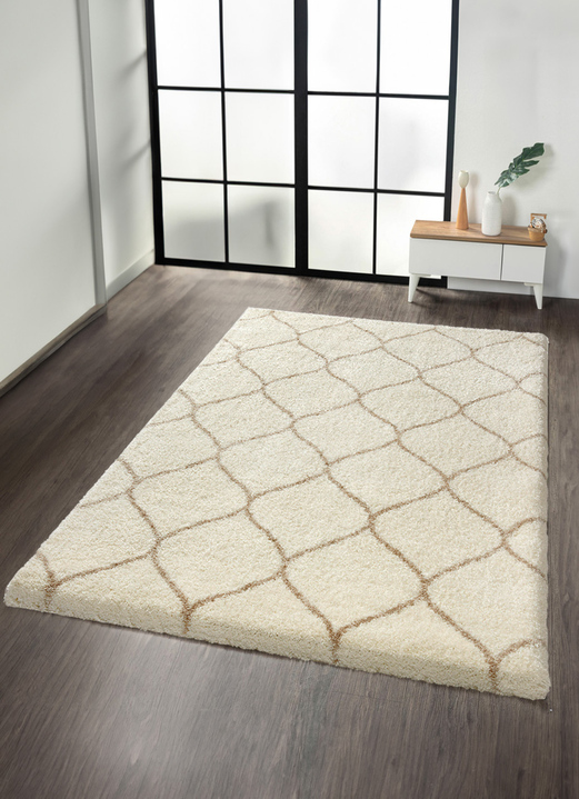 Modern - Gemütlich weiche Hochflor-Brücken und -Teppiche, in Größe 111 (Brücke, 60x110 cm) bis 282 (Teppich, 200x290 cm), in Farbe ELFENBEIN Ansicht 1