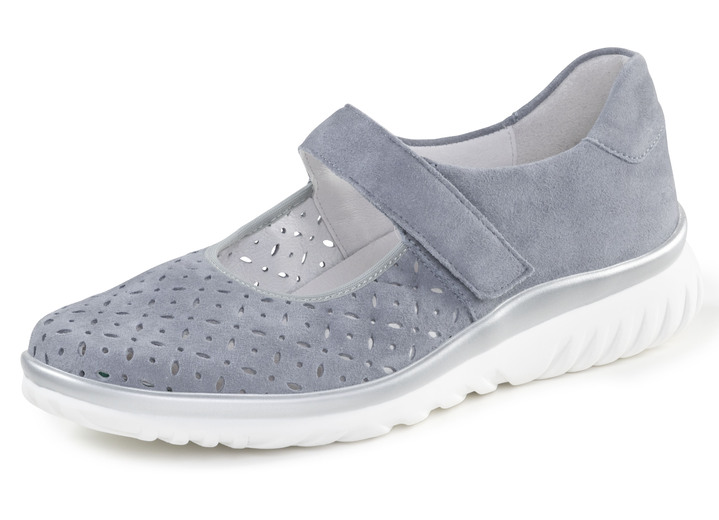 Slipper & Schnürschuhe - ELENA EDEN Spangenschuh aus Veloursleder mit luftigen Durchbrüchen, in Größe 3 1/2 bis 8, in Farbe BLEU Ansicht 1
