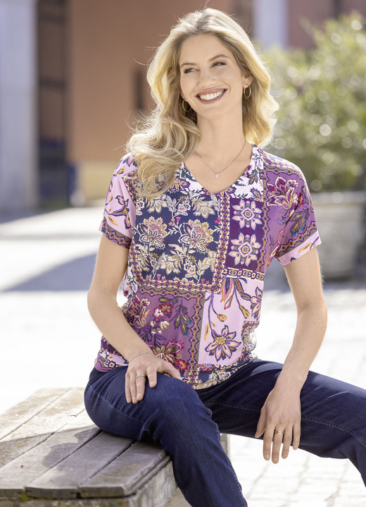 Shirts - Shirt mit Blumendruck, in Größe 036 bis 048, in Farbe ROSÉ-AUBERGINE-MARINE-BUNT Ansicht 1