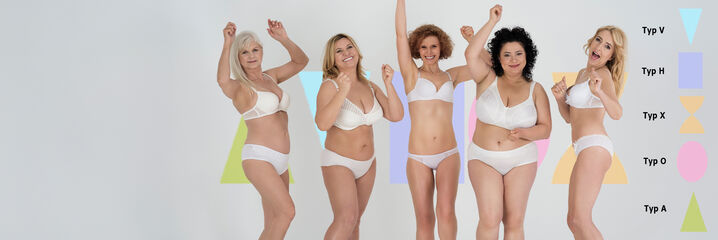 Damen mit unterschiedlichen Figutypen