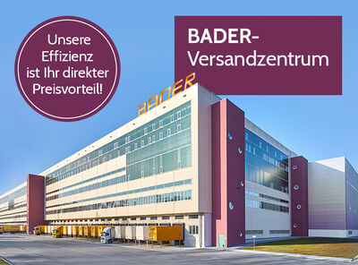 Wir versenden zuverl&auml;ssig Ihre Bestellungen!Eines der modernsten Versandzentren Deutschlands.Mehr zum Versandzentrum von BADER erfahren