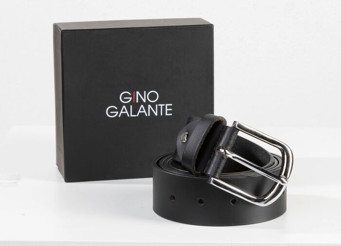 GINO GALANTE, modischer Herren-G&uuml;rtel inkl. Box, 3,5 cm breit SCHWARZ