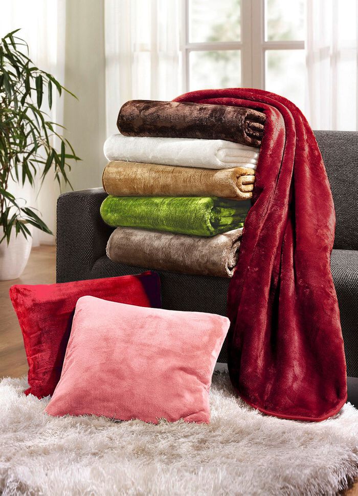 Premium Cashmere-Feeling Schlafdecken und Kissen CREME