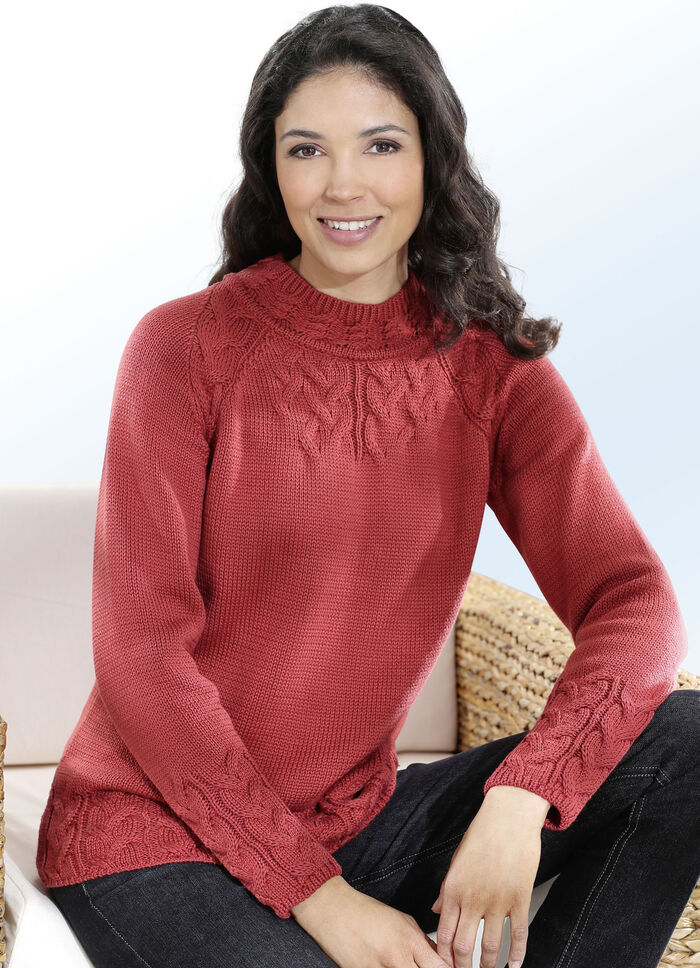 Pullover in Strukturmix ZIEGELROT