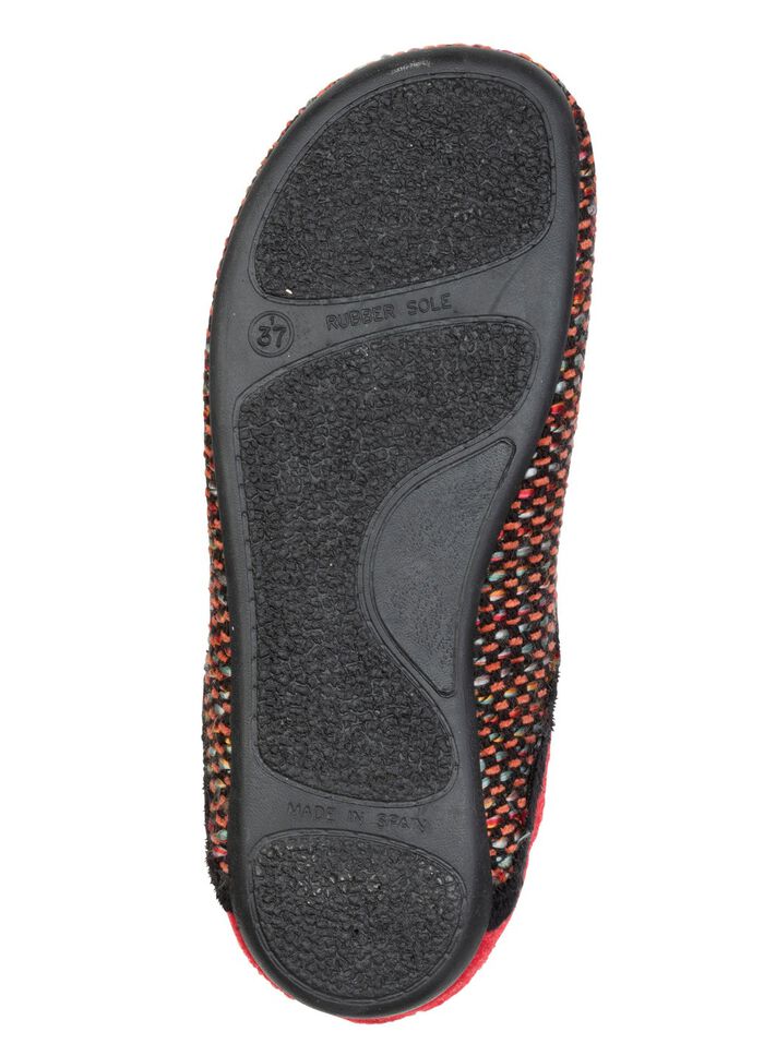 Laurina, klassische Damen-Hausschuhe, mit herausnehmbarem Fu&szlig;bett SCHWARZ-ROT-BUNT