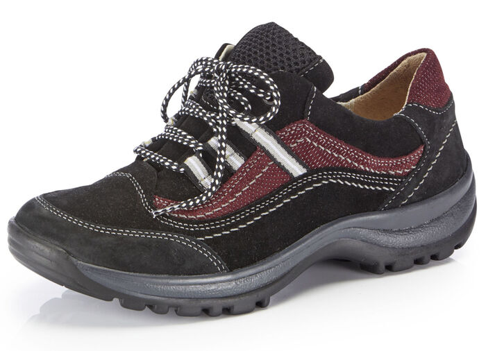 ELENA EDEN Schnürschuh aus teilweise geprägtem Nubukleder SCHWARZ-BURGUND