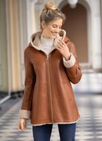 Lederjacke mit Kapuze 
