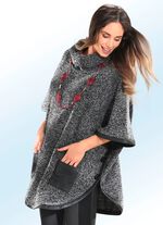 Poncho mit Lederimitatakzenten 