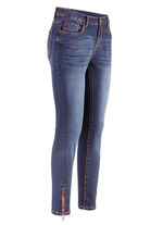 Jeans mit terrafarbenen Kontrastziernähten JEANSBLAU