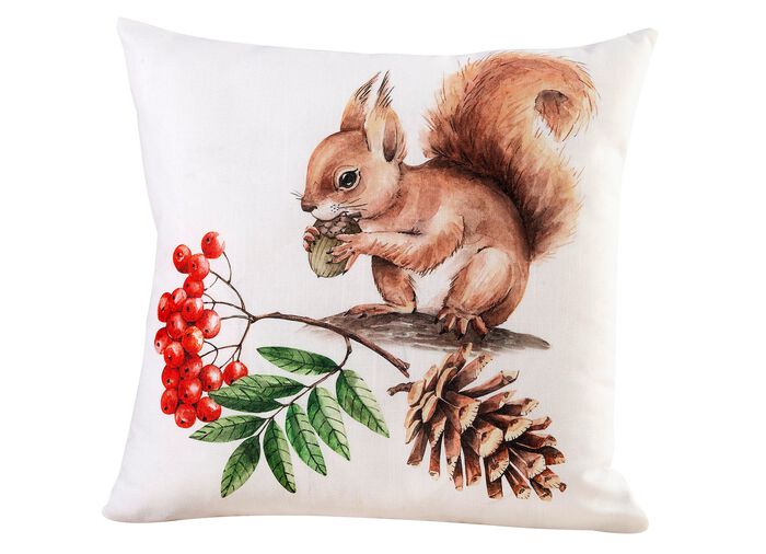 Kissenbez&uuml;ge mit Eichh&ouml;rnchen-Motiven BUNT