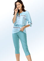 Schlafanzug mit 3/4-langen &Auml;rmeln und wadenlanger Hose AQUA-BUNT