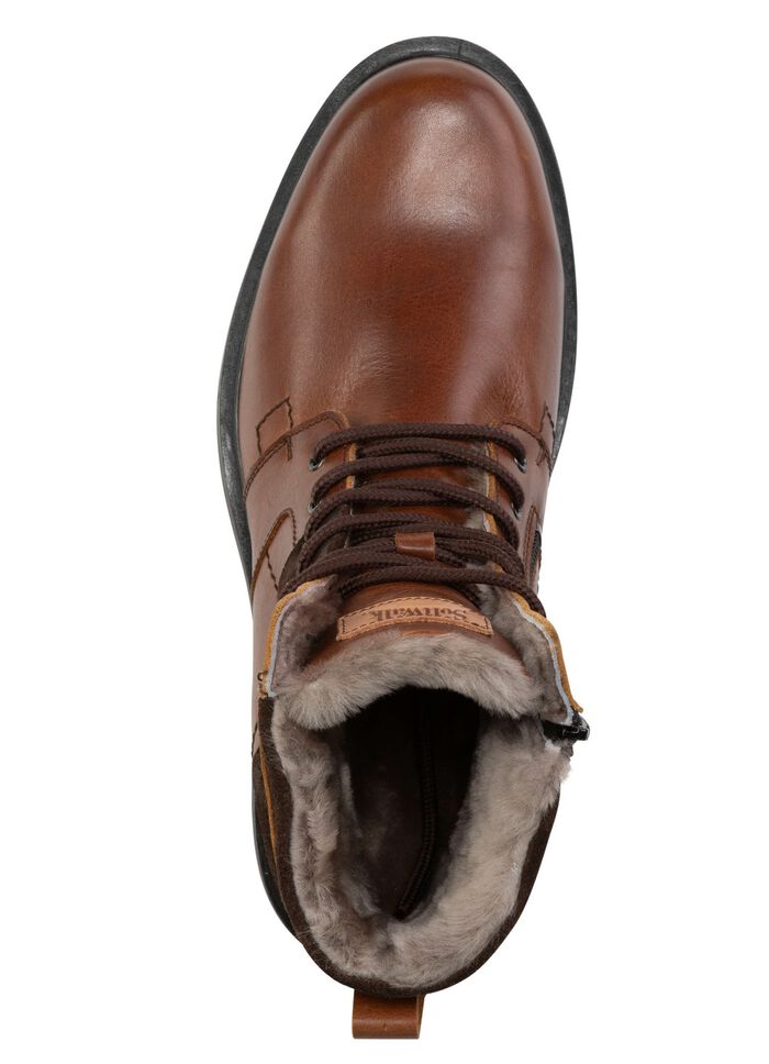 Schn&uuml;r-Stiefel mit echtem Lammfellfutter 