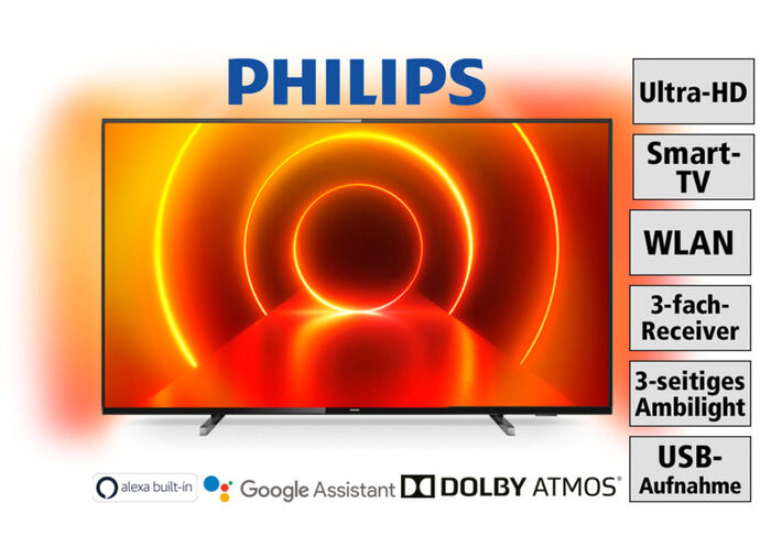 Philips 4K-Ultra-HD-Smart-Ambilight-LED-Fernseher, verschiedene Gr&ouml;&szlig;en 