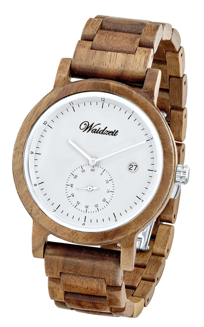Herrenuhr aus naturbelassenem Walnussholz 