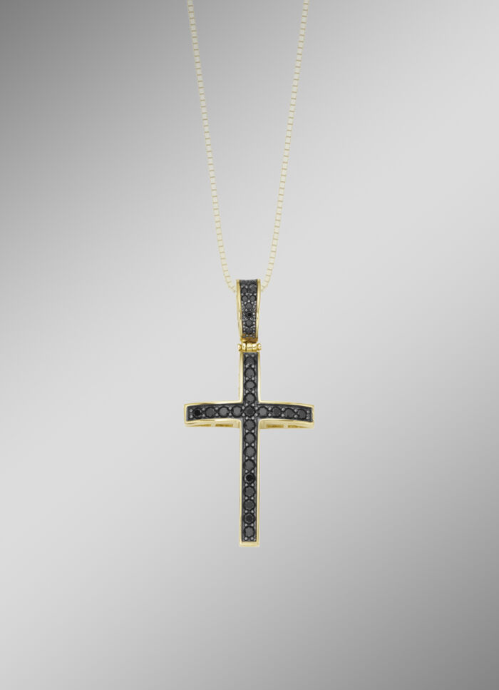 Kreuz-Anh&auml;nger mit schwarzen Zirkonia 